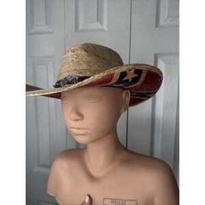 Gone Country Merica Palm Straw Cowboy Hat American Flag Size Medium Patriotic